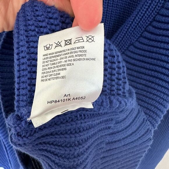 Pierre Balmain Women’s Fine Indigo Blue Heavy Weight Cable Knit Crewneck Sweater - Picture 8 of 8